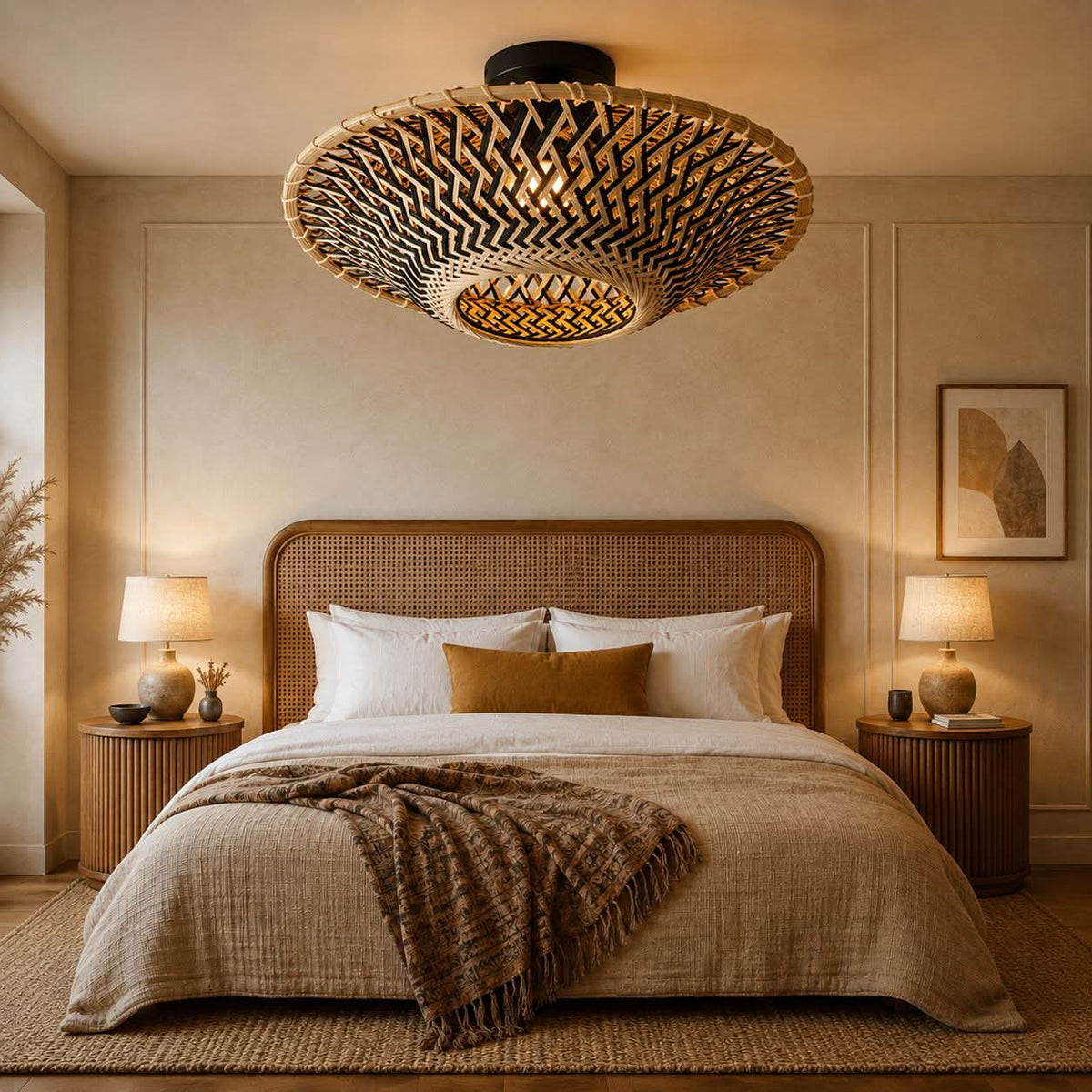 Lightsin Bamboo Radiance Handwoven LED Ceiling Light