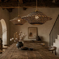 Lightsin Handcrafted Bamboo Pendant Light – Black Accents & Eco-Friendly Design for Cozy Spaces