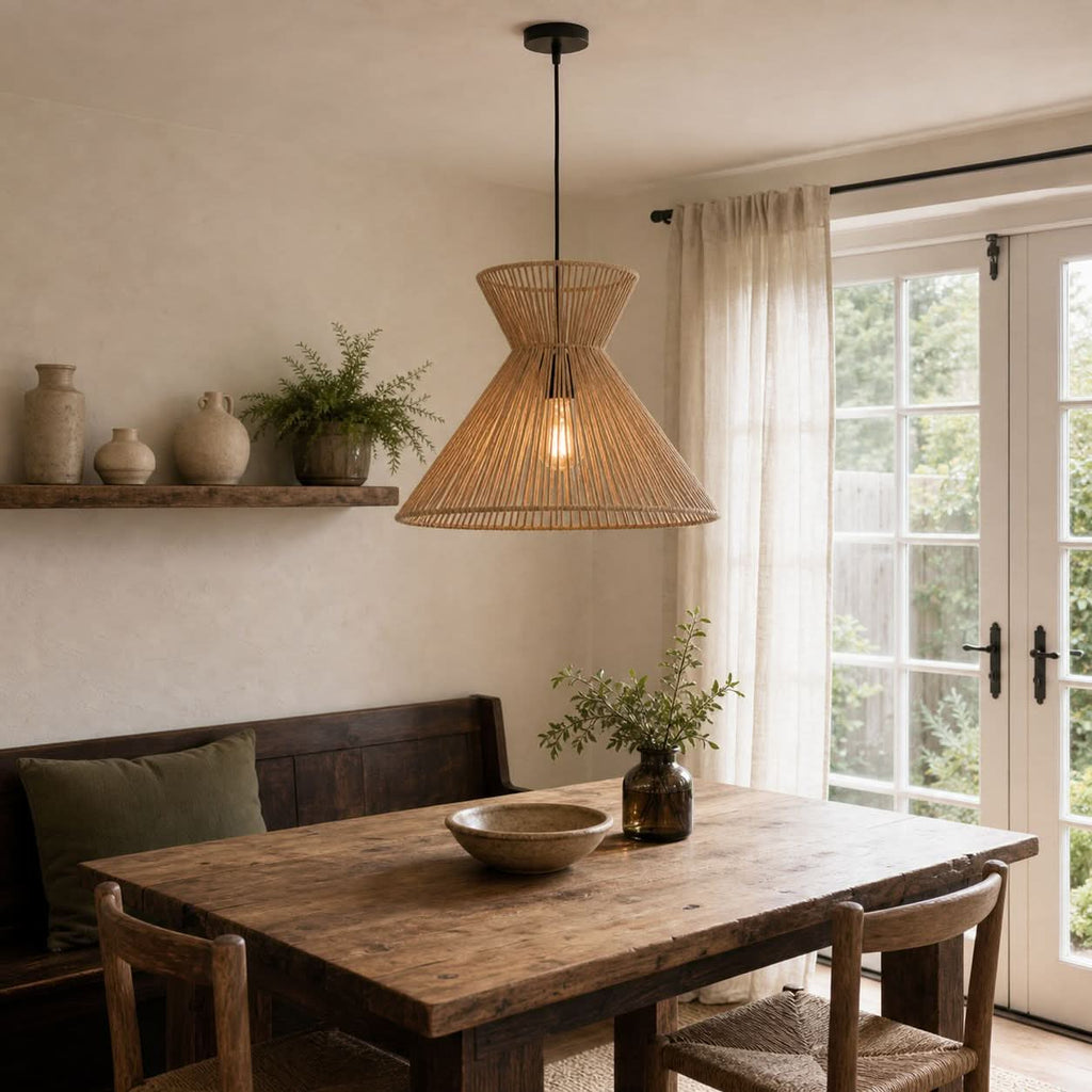 Lightsin Handwoven Paper Rope Pendant Light – Eco-Friendly Ceiling Fixture for Kitchen, Living Room & Bathroom
