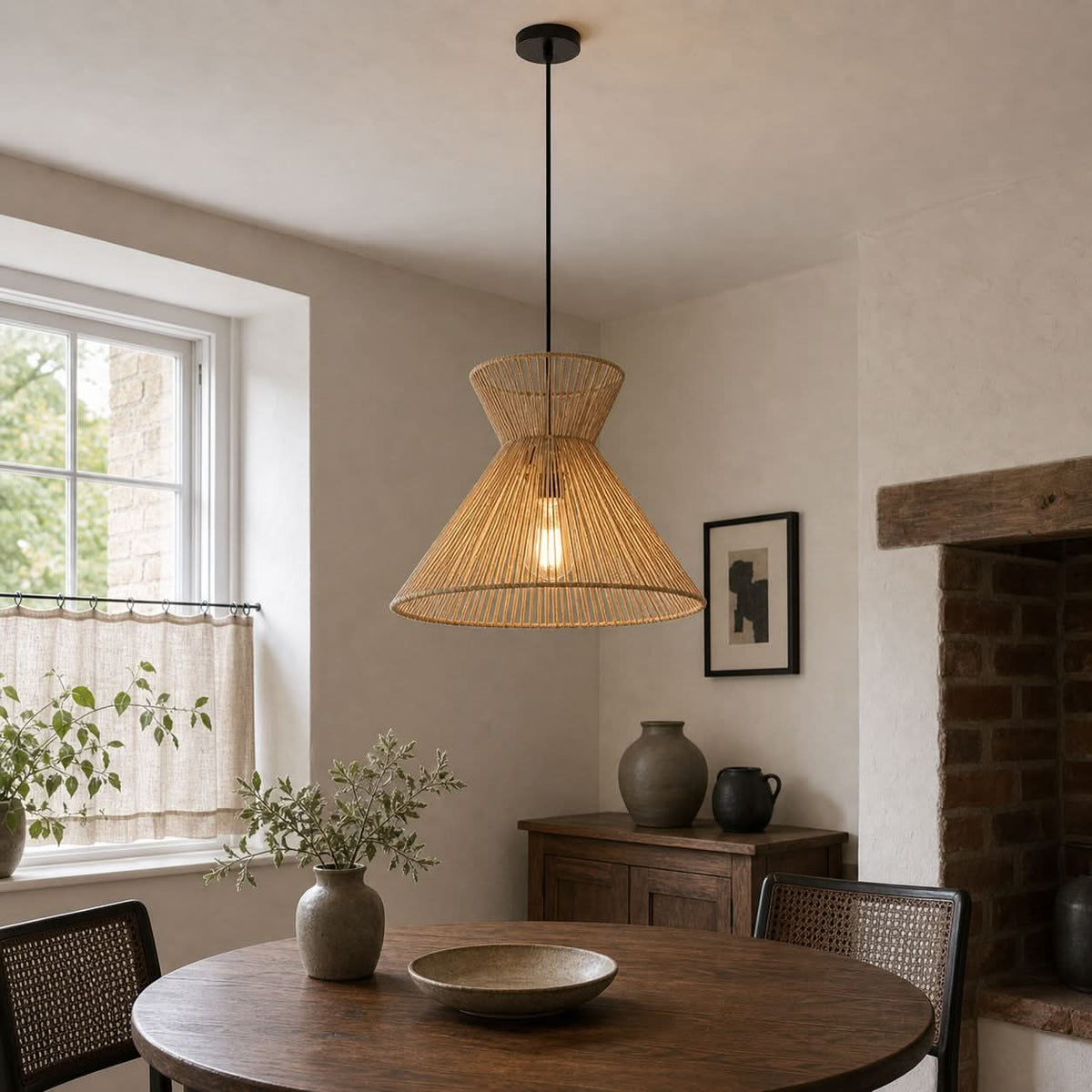 Lightsin Handwoven Paper Rope Pendant Light – Eco-Friendly Ceiling Fixture for Kitchen, Living Room & Bathroom
