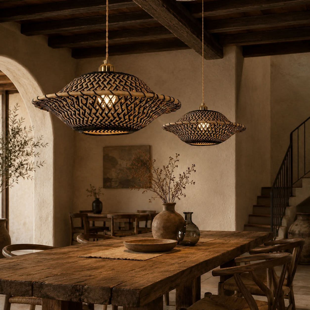 Lightsin Handcrafted Bamboo Pendant Light – Black Accents & Eco-Friendly Design for Cozy Spaces