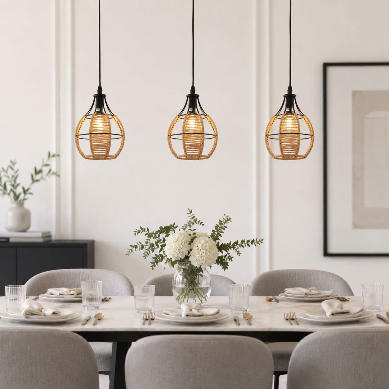 Glyph-Lightsin Woven Paper Rope Pendant Light for Cozy Elegance and Timeless Charm