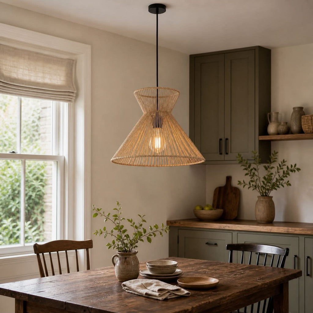 Lightsin Handwoven Paper Rope Pendant Light – Eco-Friendly Ceiling Fixture for Kitchen, Living Room & Bathroom