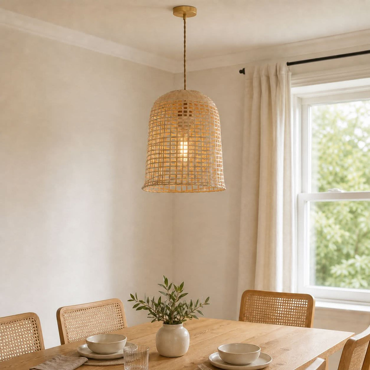 Lightsin Cella-Eco-Friendly Natural Woven Bamboo Pendant Light for Cozy Ambiance