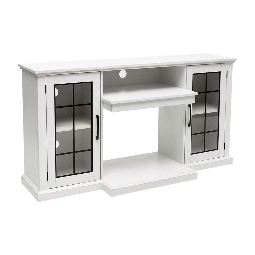 150CM W 3-sided electric fireplace TV cabinet with glass doors enclosed storage cabinet 3 flame colours