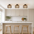 Lightsin Black Modern Ceiling Light – Handwoven Bamboo Pendant Light for Living Room, Bedroom & Kitchen