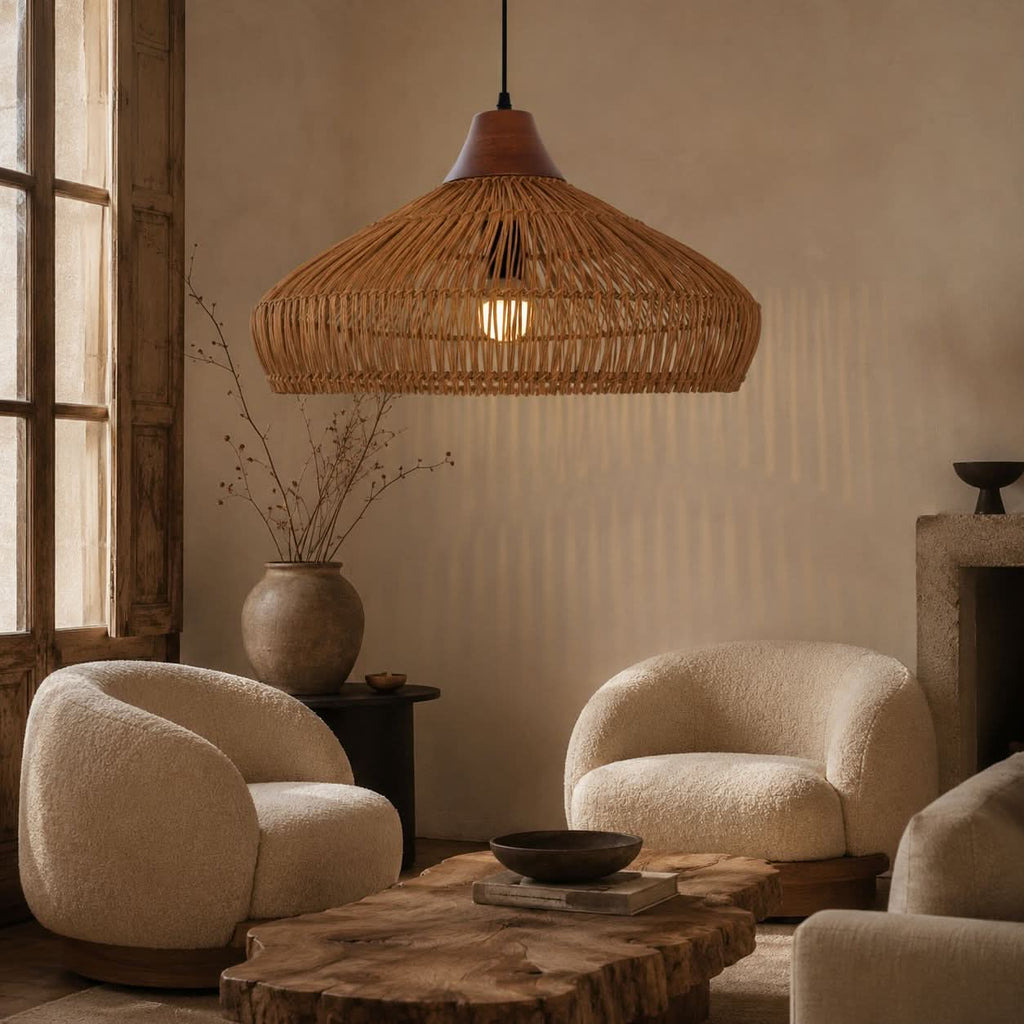 Lightsin Bell-Shaped Handcrafted Bamboo Kitchen Pendant Lighting