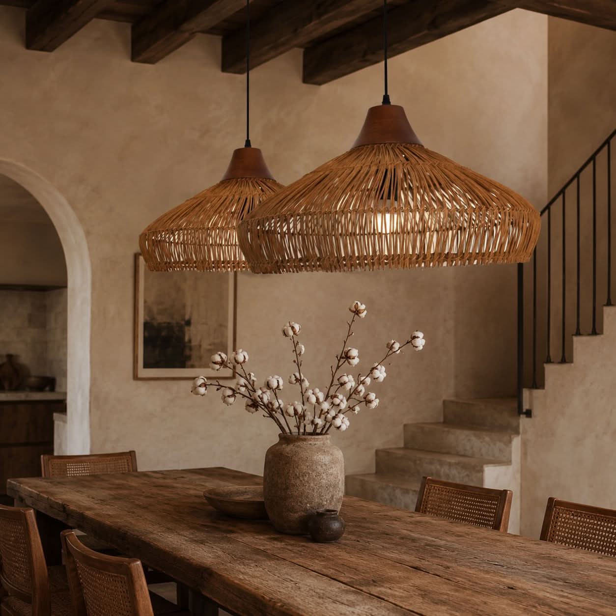 Lightsin Bell-Shaped Handcrafted Bamboo Kitchen Pendant Lighting