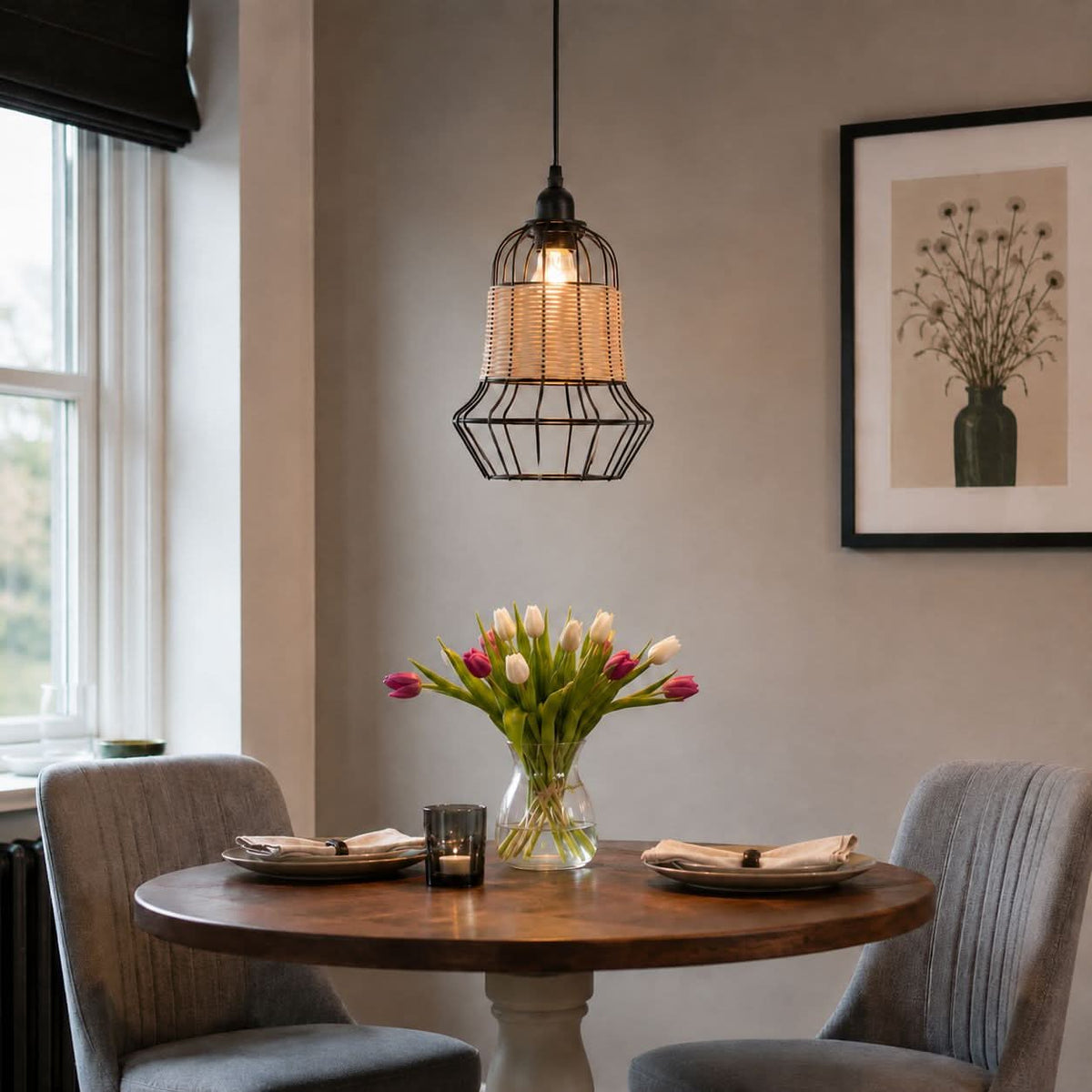 Glyph-Lightsin Basket-Inspired Bar Pendant Light Natural Rattan Pendant Lighting