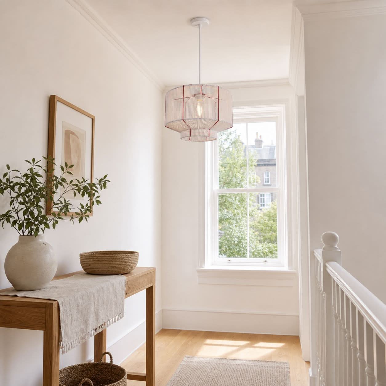 Lightsin Modern Handwoven White Paper Rope Pendant Light for Cozy Interiors