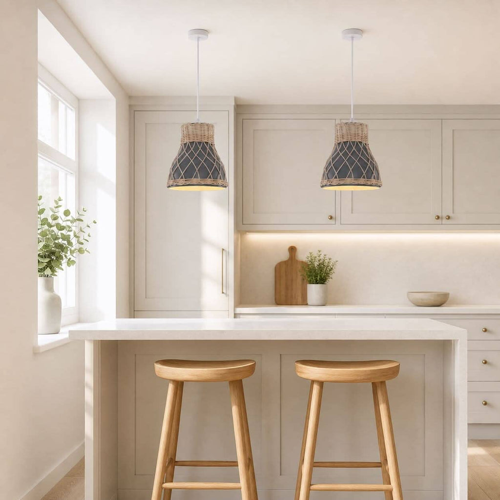 ‍Lightsin Modern Rattan Pendant Light Available in Grey, Pink, and White (100% off)