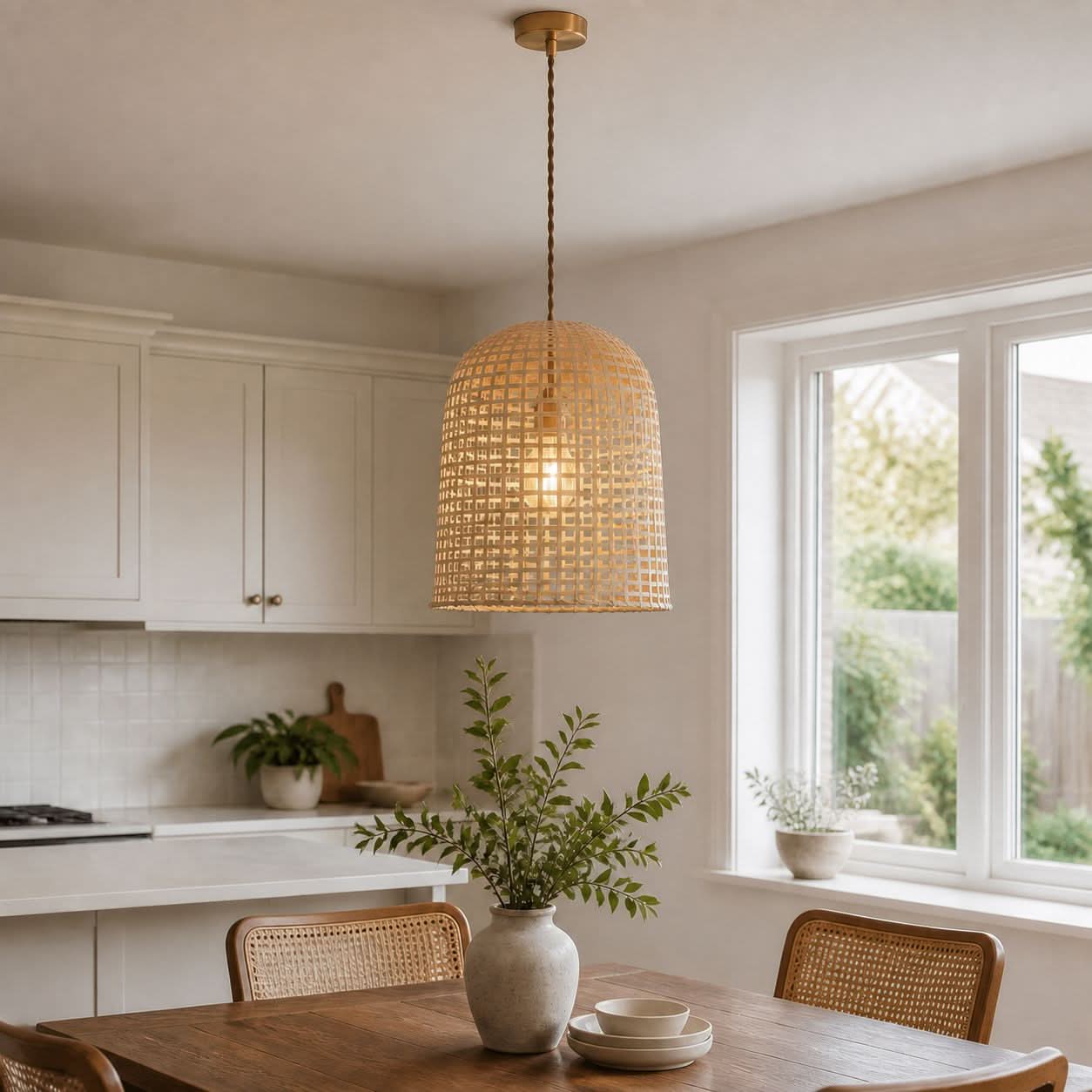 Lightsin Cella-Eco-Friendly Natural Woven Bamboo Pendant Light for Cozy Ambiance