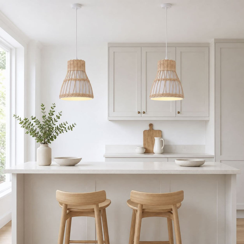 Lightsin Modern Rattan Pendant Light Available in Grey, Pink, and White