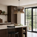 Lightsin Modern LED Wood Craft Drum Hanging Pendant Lights
