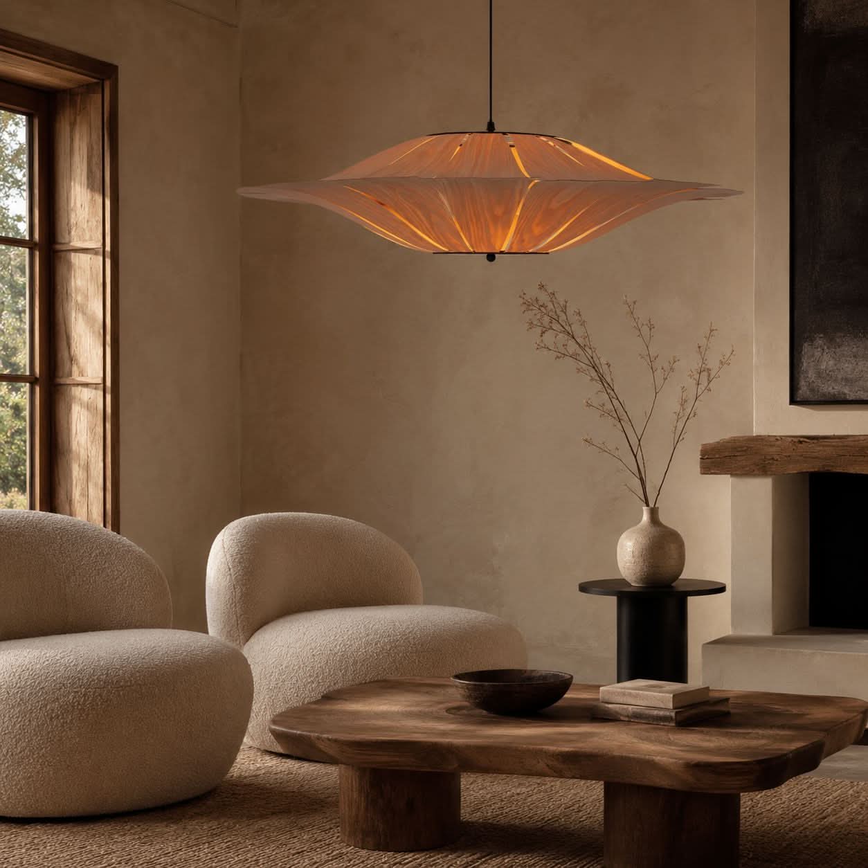 Lightsin Serene Wood Veneer LED Pendant Light with Tranquil Disc Design