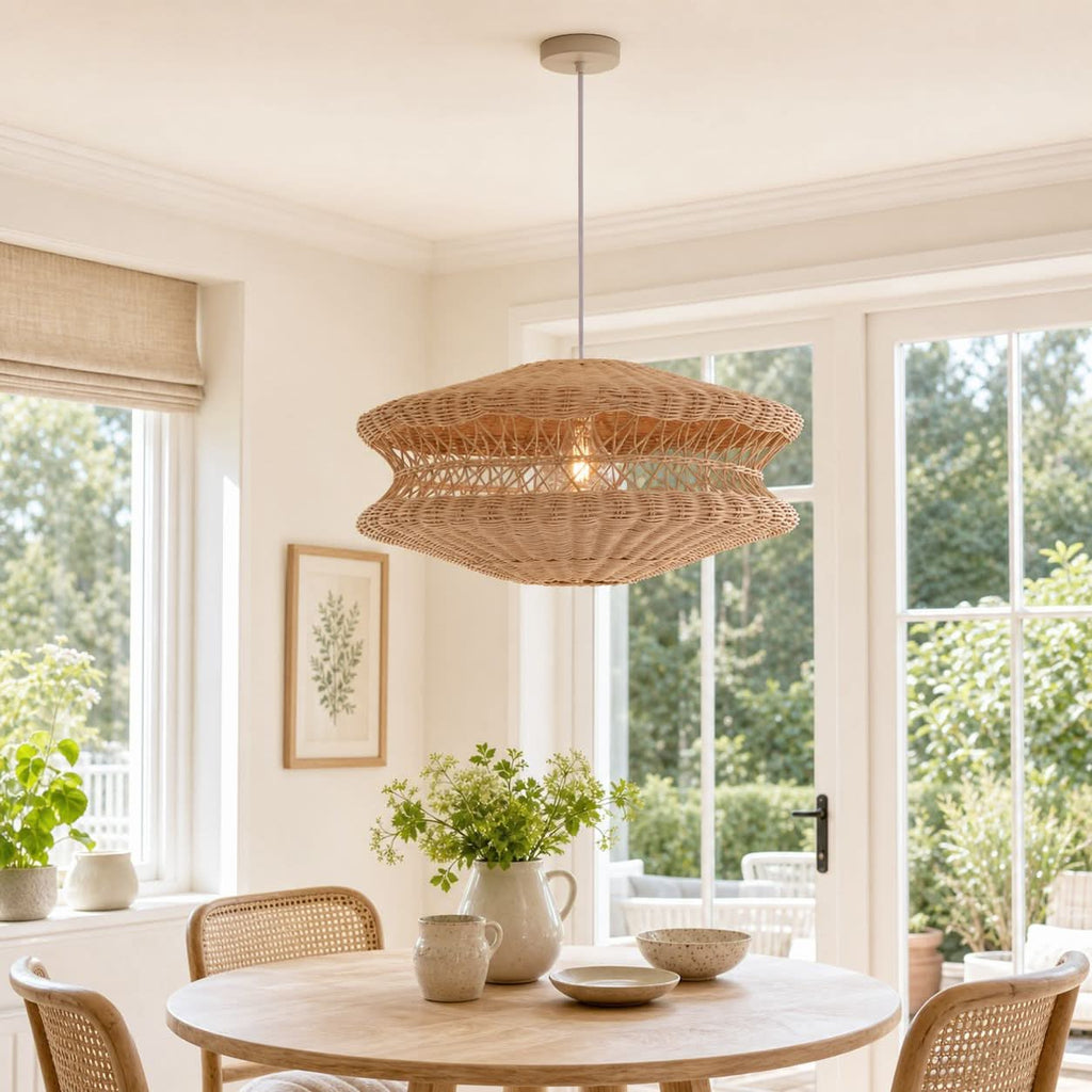 Lightsin Bohemian Wicker Hanging Lamp with Layered Woven Structure