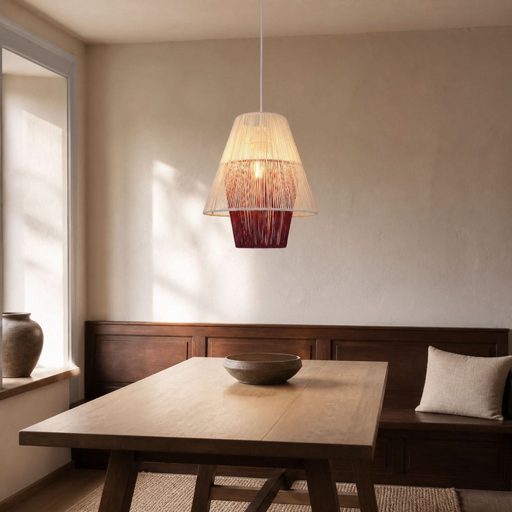 Lightsin Modern White Pendant Light with Purple Paper Rope Design