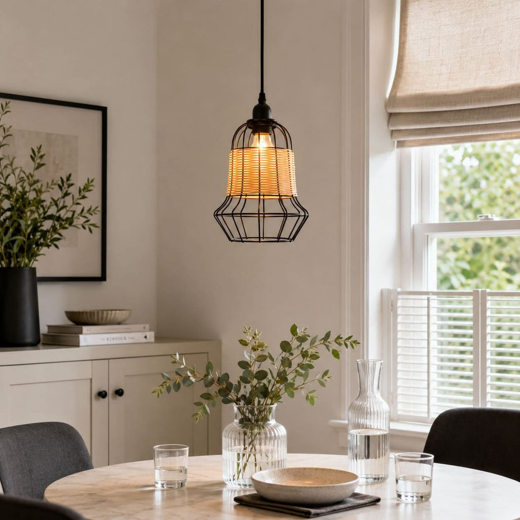 ‍Lightsin Basket-Inspired Bar Pendant Light Natural Rattan Pendant Lighting (100% off)