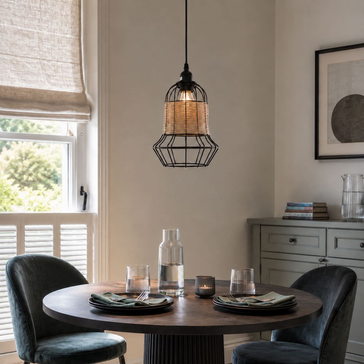 ‍Lightsin Basket-Inspired Bar Pendant Light Natural Rattan Pendant Lighting (100% off)