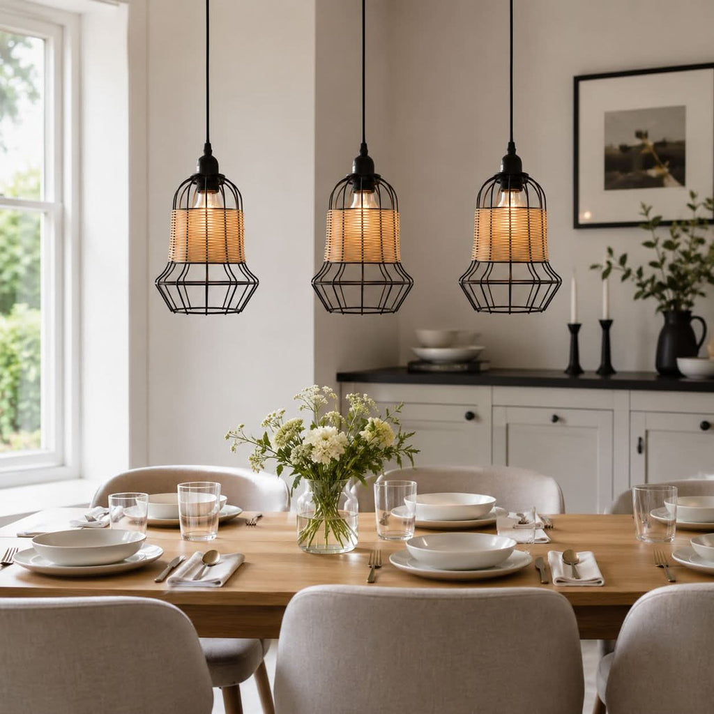 ‍Lightsin Basket-Inspired Bar Pendant Light Natural Rattan Pendant Lighting (100% off)