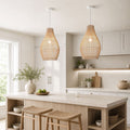 Lightsin Natural Rattan and Bamboo Pendant Light with Iron Frame