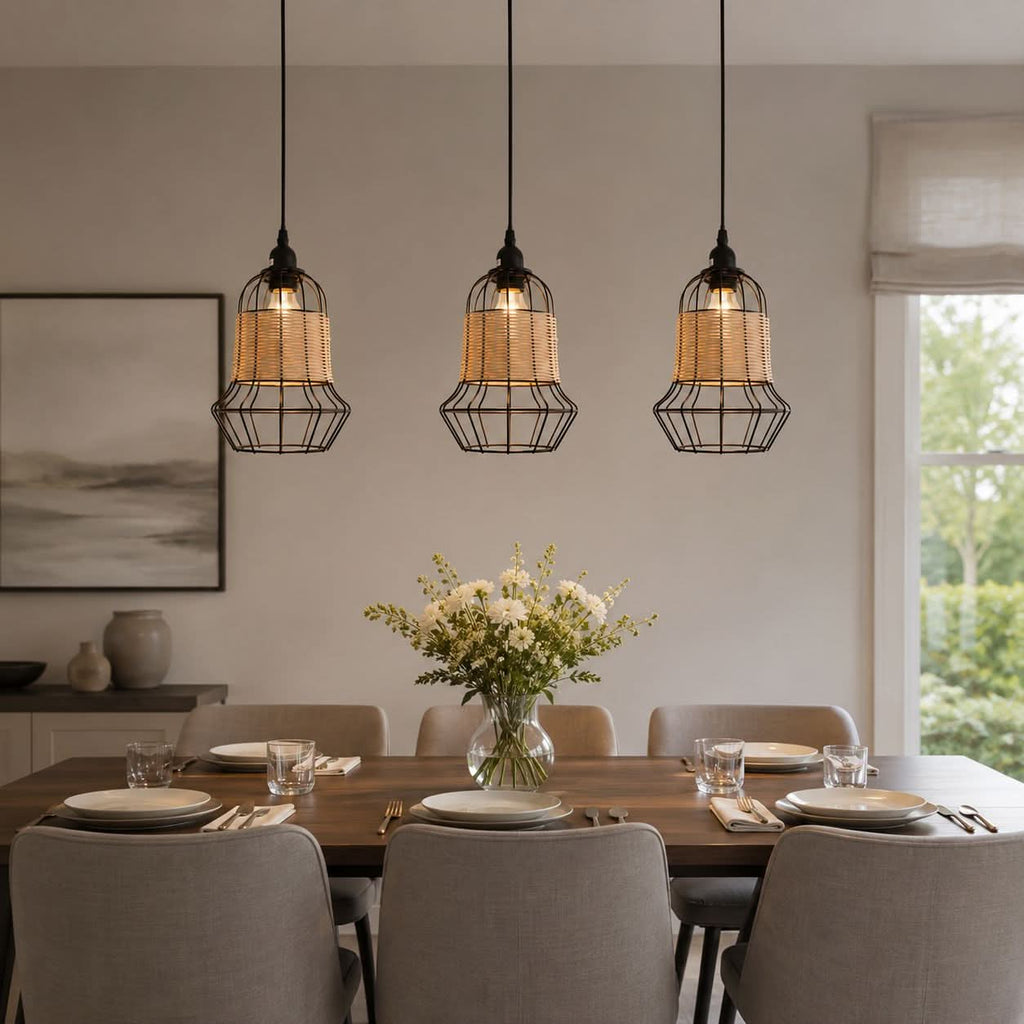 ‍Lightsin Basket-Inspired Bar Pendant Light Natural Rattan Pendant Lighting (100% off)