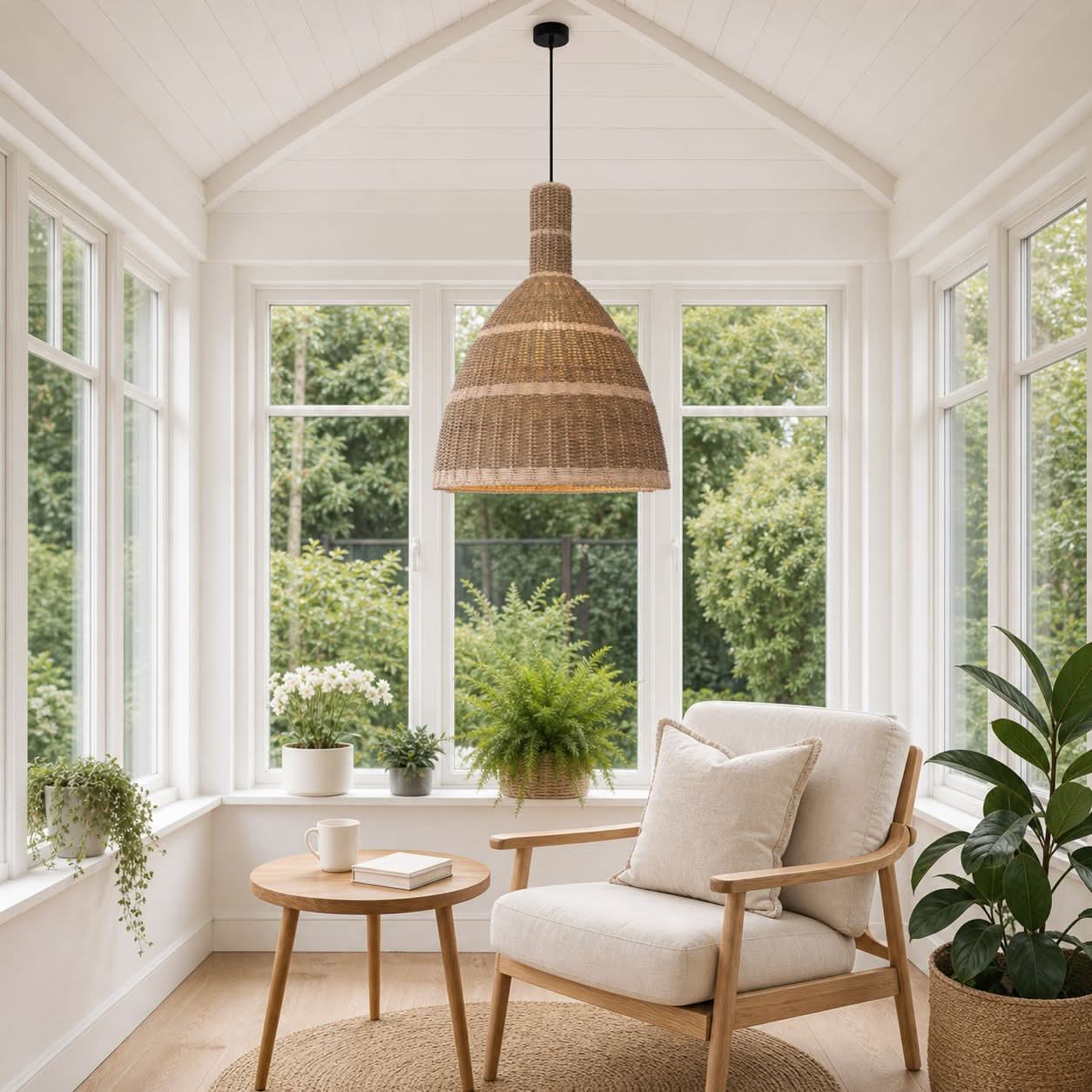 Lightsin Natural Grass Dome Pendant Light – Handwoven Ceiling Pendant Light for Boho, Living Room, and Eco-Friendly Interiors
