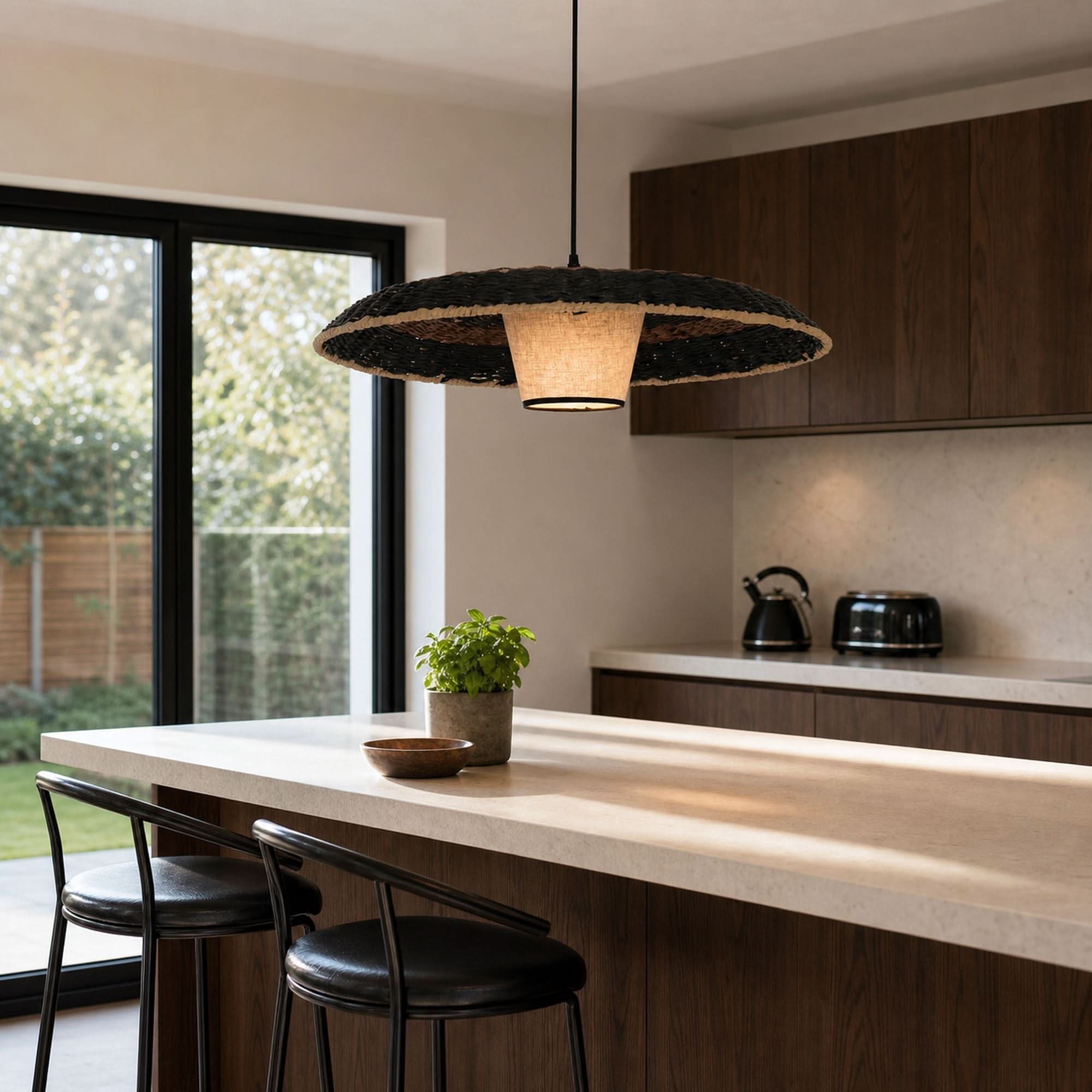 Lightsin Stylish Two-Tone Handwoven Pendant Light Fixture