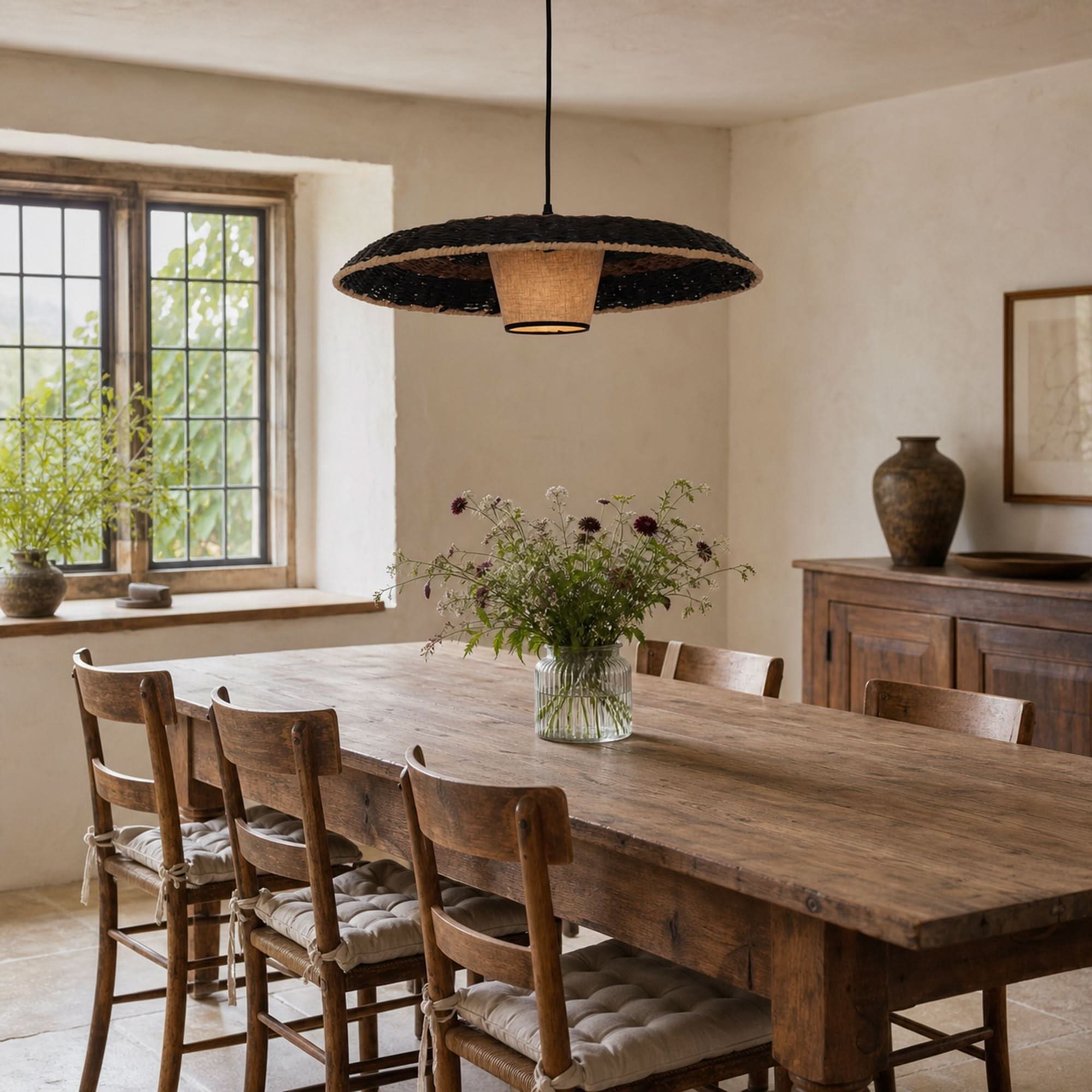 Lightsin Stylish Two-Tone Handwoven Pendant Light Fixture