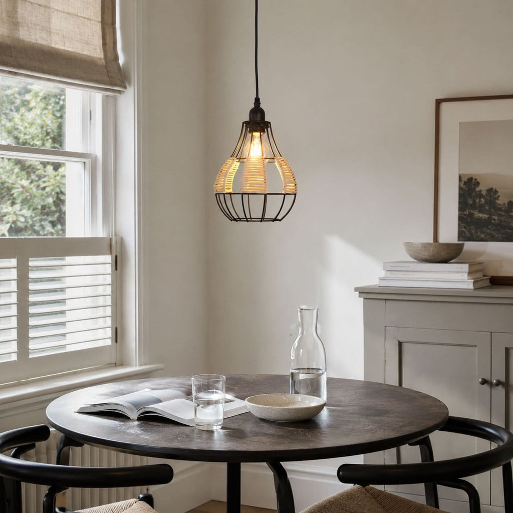 ‍Lightsin Basketweave Rattan Pendant Light for Cozy Earthy Elegance (100% off)
