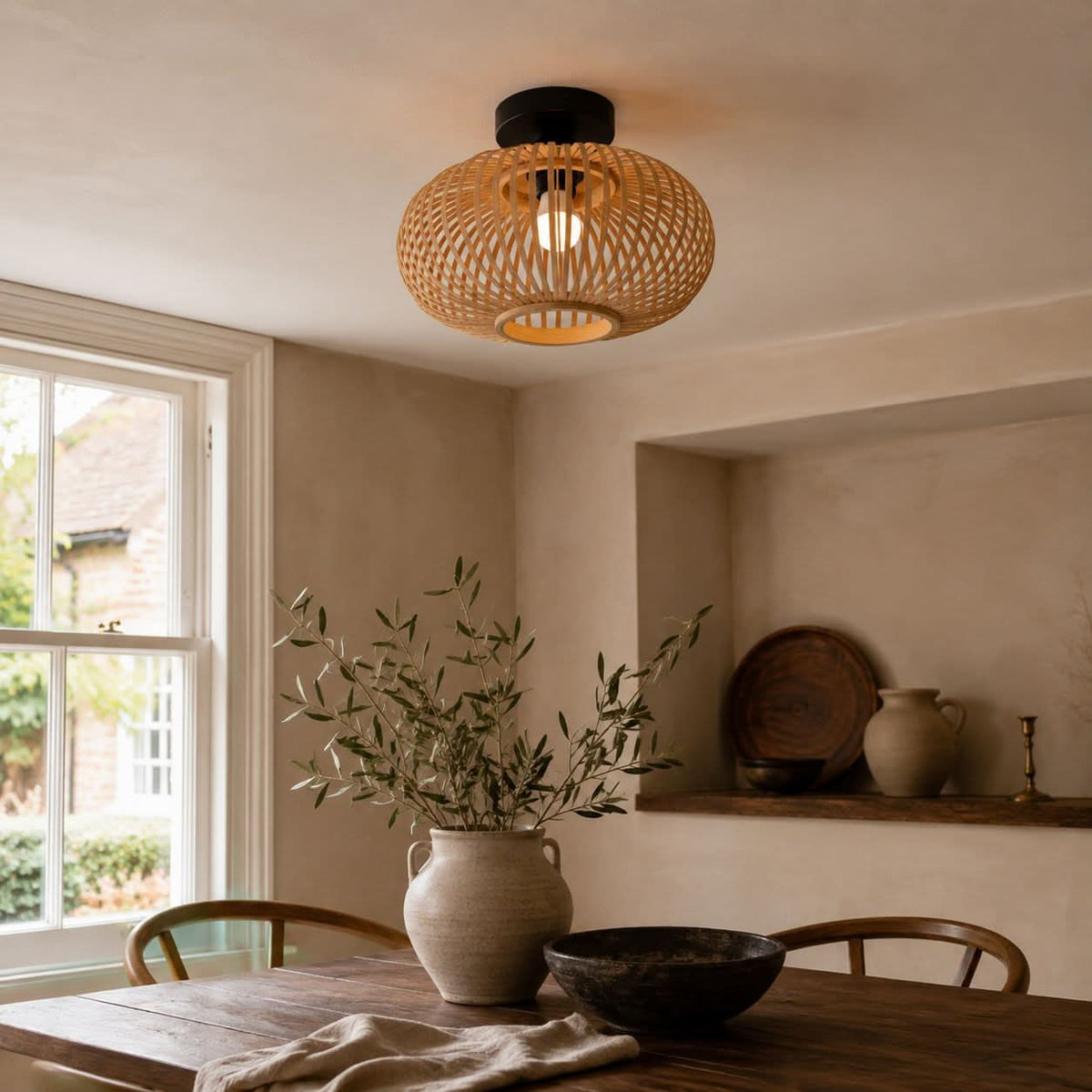 Lightsin Highly Cost-Effective Natural Woven Bamboo Wall Lamp