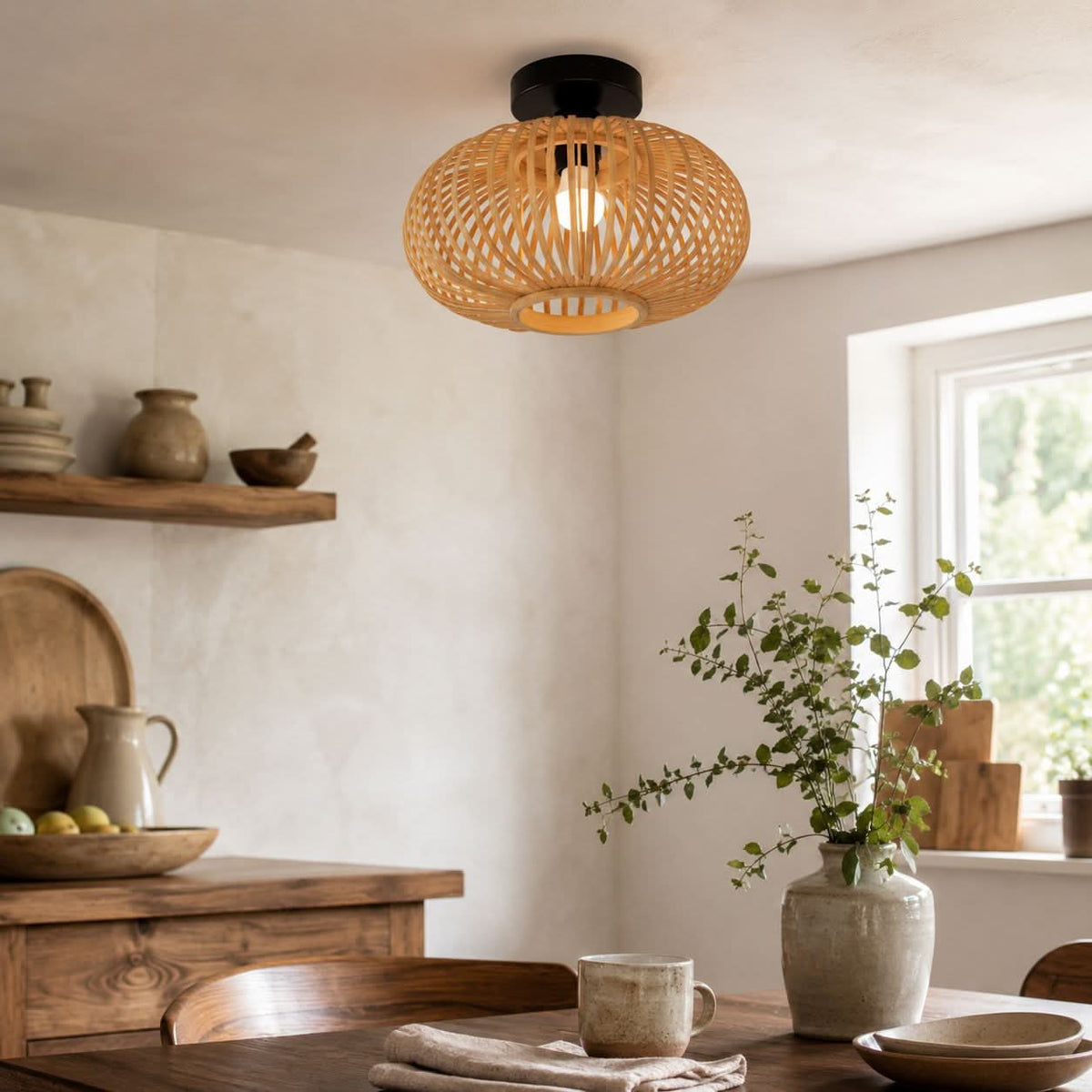 Lightsin Highly Cost-Effective Natural Woven Bamboo Wall Lamp