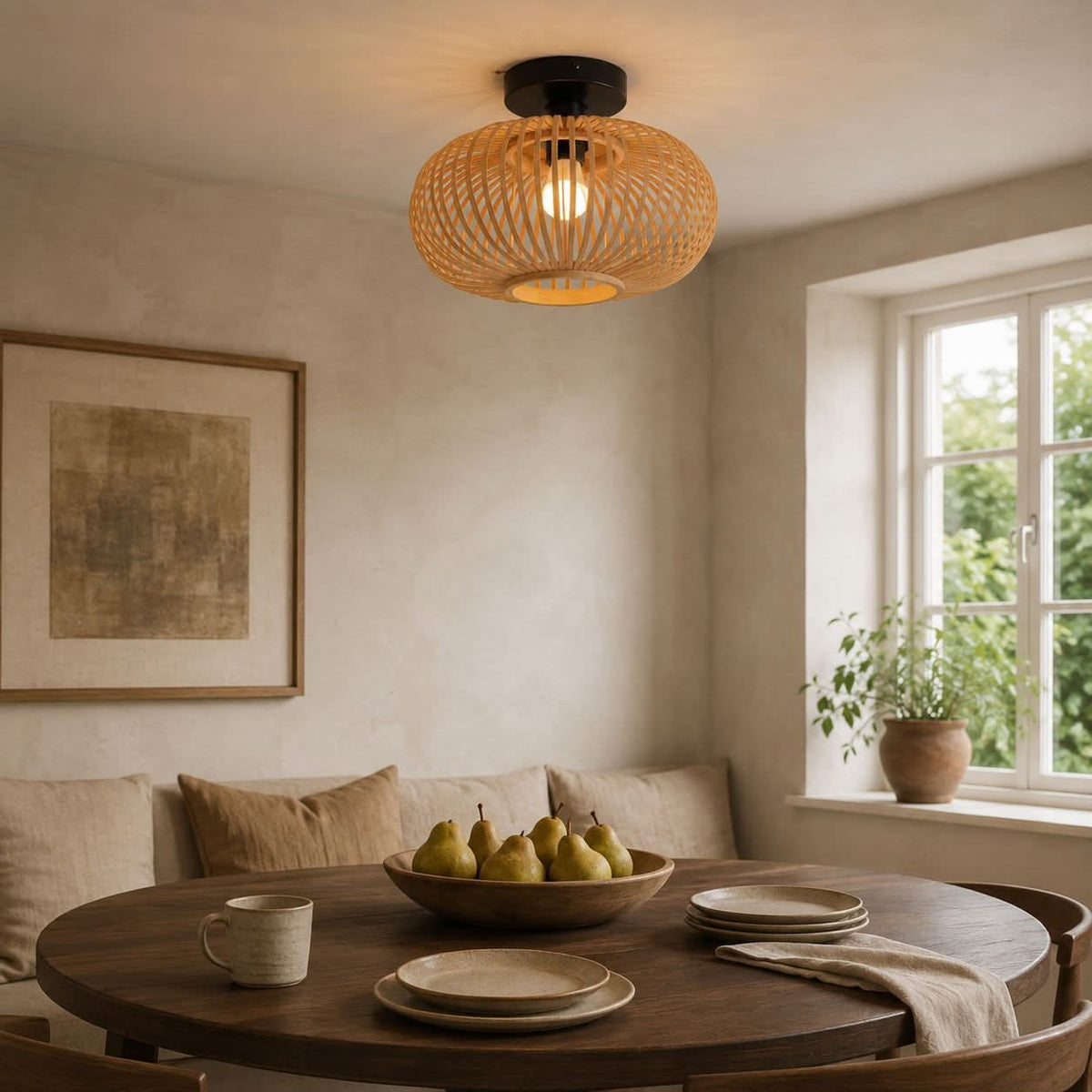Lightsin Highly Cost-Effective Natural Woven Bamboo Wall Lamp