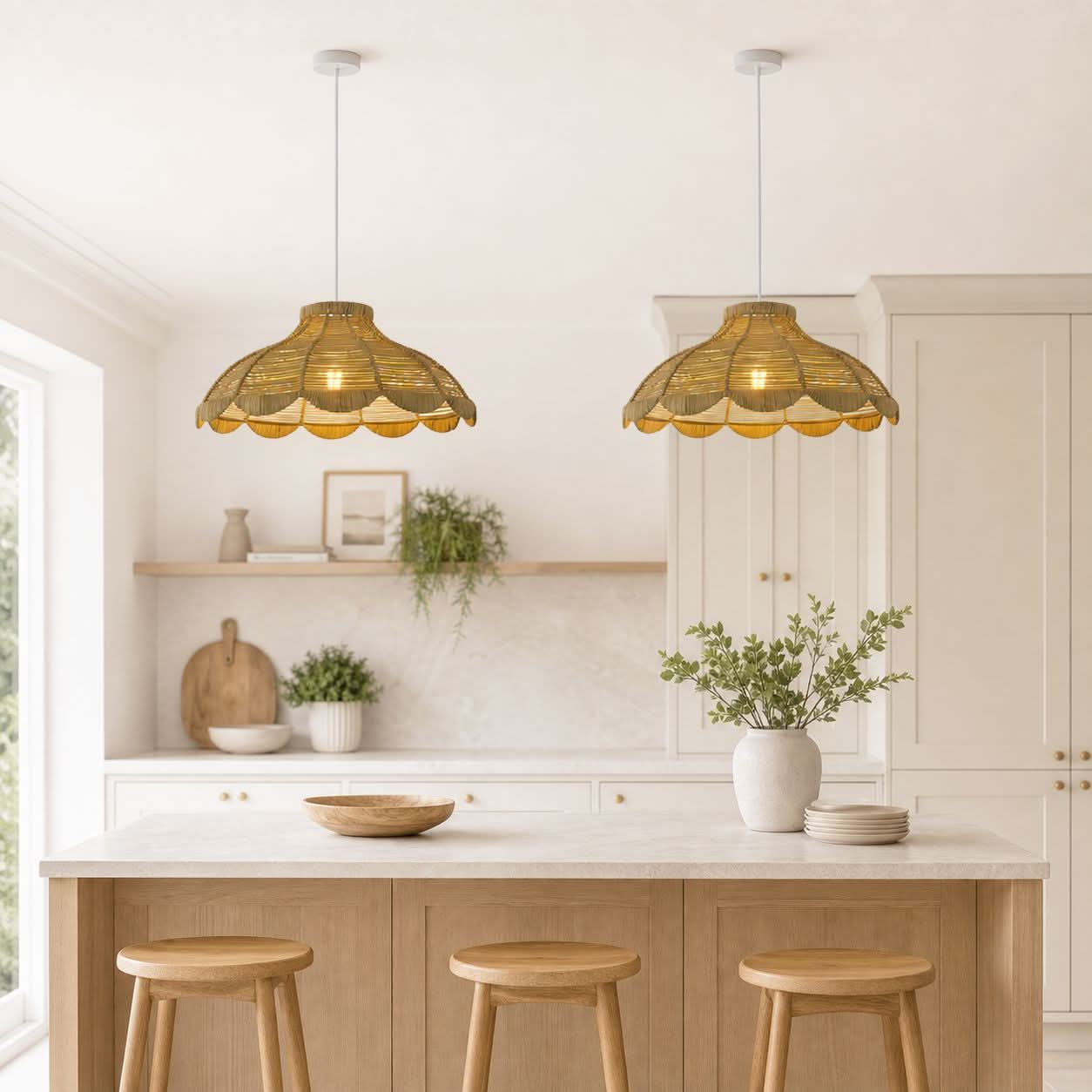 Lightsin Reseda Petal Shaped Rattan Pendant Light