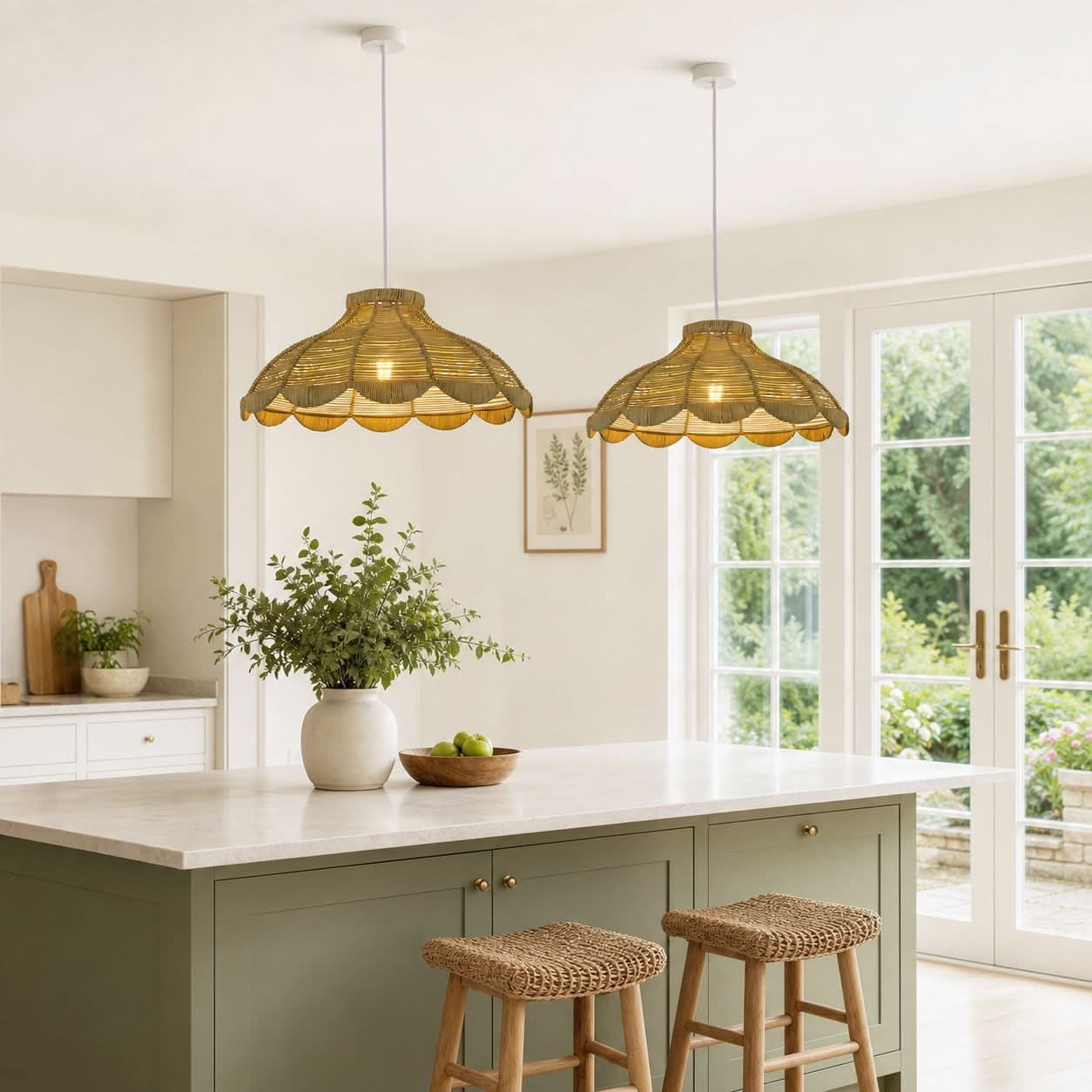 Lightsin Reseda Petal Shaped Rattan Pendant Light