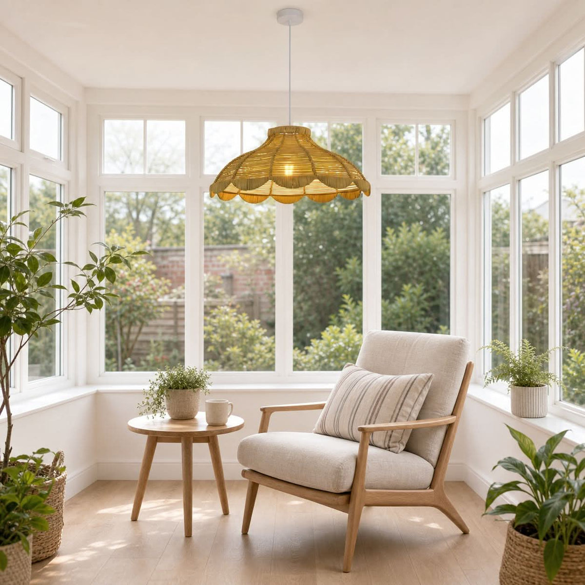 Lightsin Reseda Petal Shaped Rattan Pendant Light