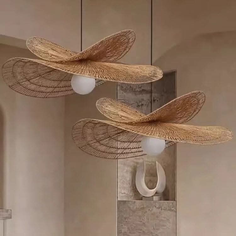 Lightsin Vintage Countryside Rattan Craft Handwoven Creative Pendant Light Fixtures