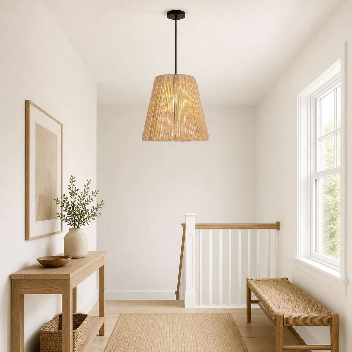 Lightsin Rustic Hemp Rope Woven Pendant Light for Cozy Interiors