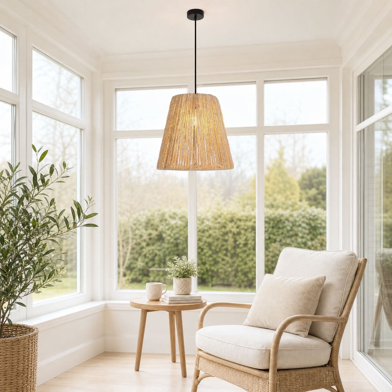 Lightsin Rustic Hemp Rope Woven Pendant Light for Cozy Interiors