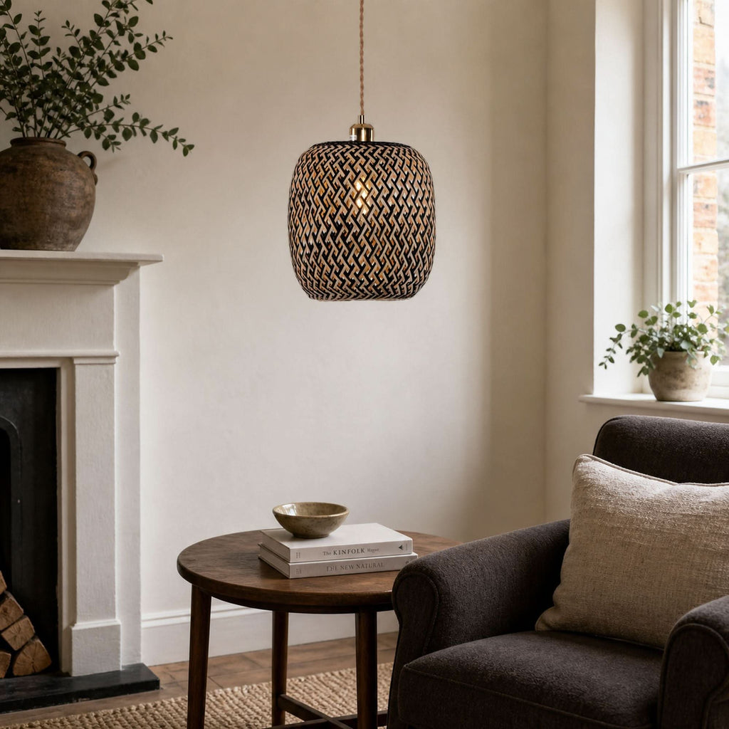 Lightsin Geometric Black Bamboo Pendant Light