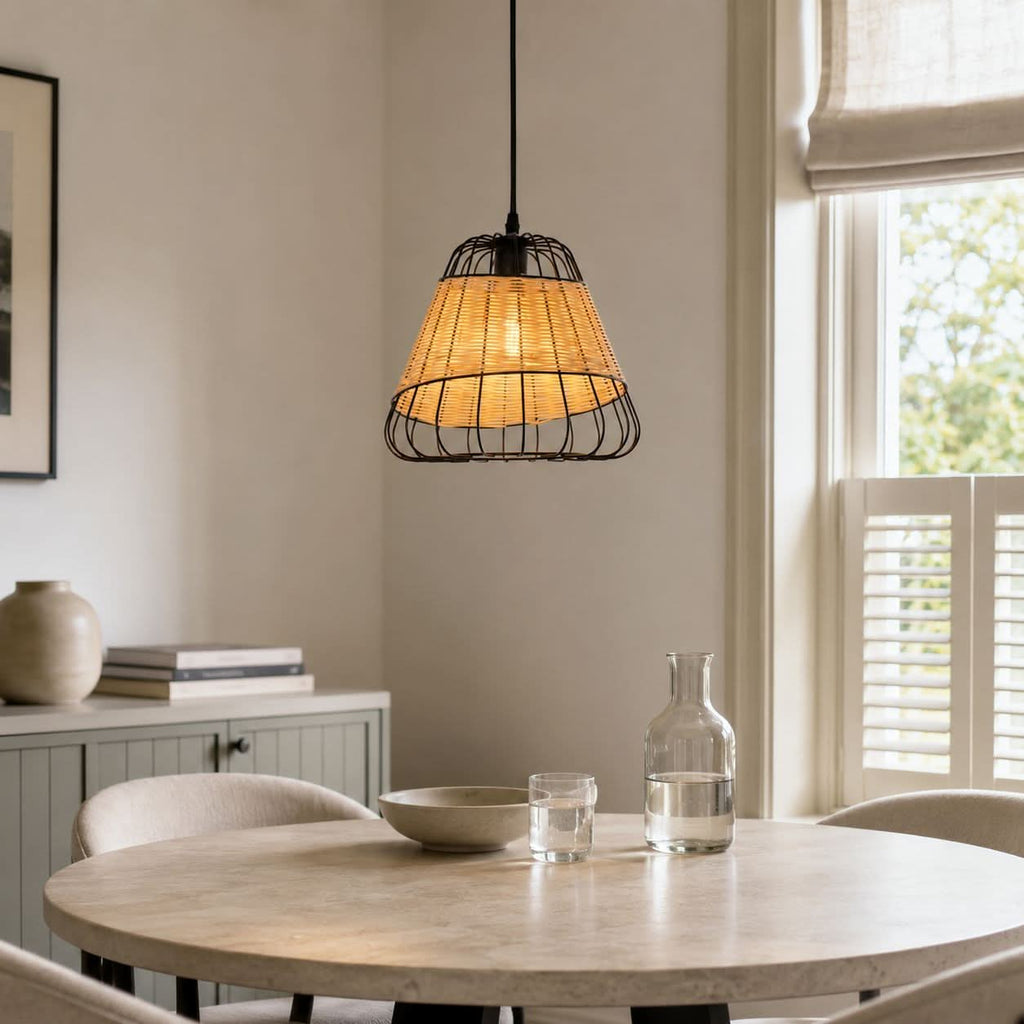 Glyph-Lightsin Bell-Shaped Rattan Pendant Light for Timeless Rustic Elegance