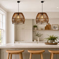 Lightsin Handwoven Rattan Pendant Light – Rustic Ceiling Lighting for Living Room & Dining Room