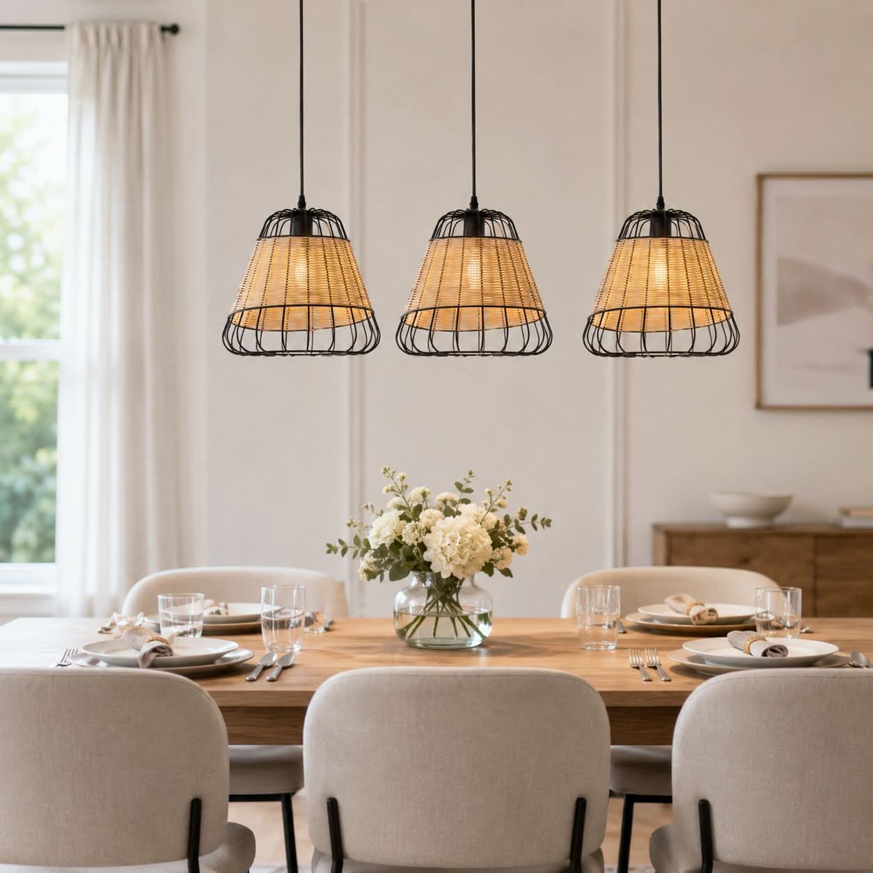 Glyph-Lightsin Bell-Shaped Rattan Pendant Light for Timeless Rustic Elegance