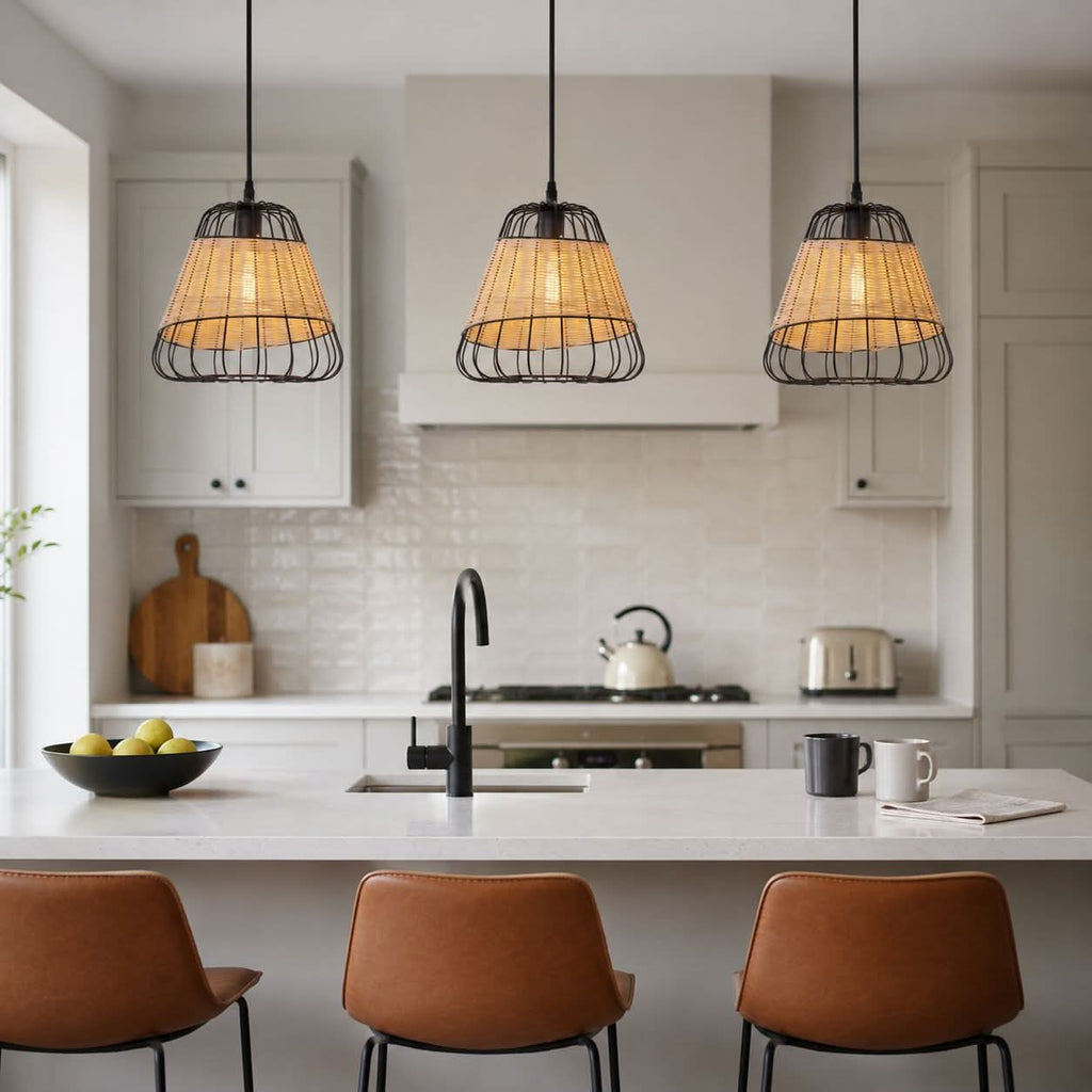 Glyph-Lightsin Bell-Shaped Rattan Pendant Light for Timeless Rustic Elegance