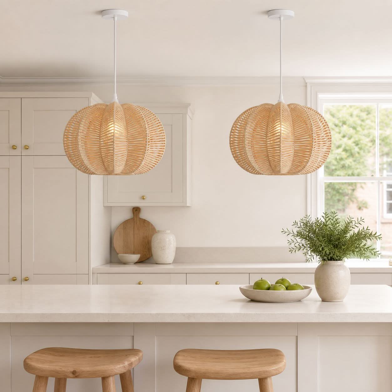 Lightsin Scandinavian Round Rattan Hanging Lamp