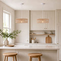 Lightsin Shallow Rattan Pendant Light for Kitchen Island Dining Area or Reading Corner