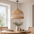 Lightsin Cella-Rattan Pendant Light – Handwoven Dome Ceiling Light with Lattice Design for Living Room, Bedroom & Kitchen