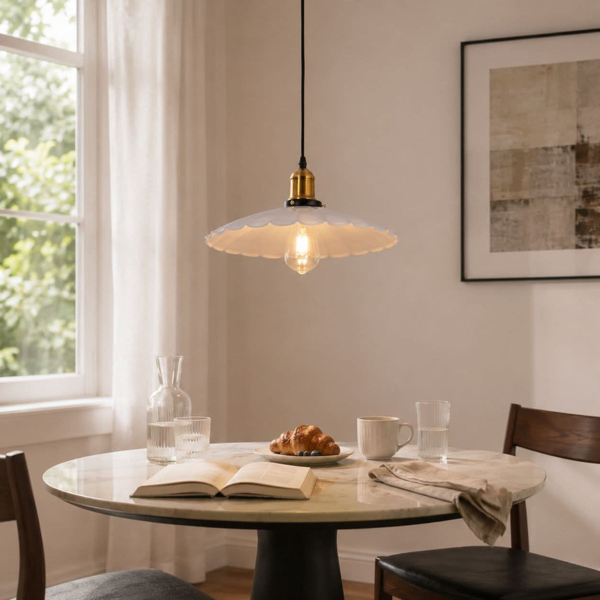 White Iron Pendant Light | Adjustable E27 Ceiling Lamp