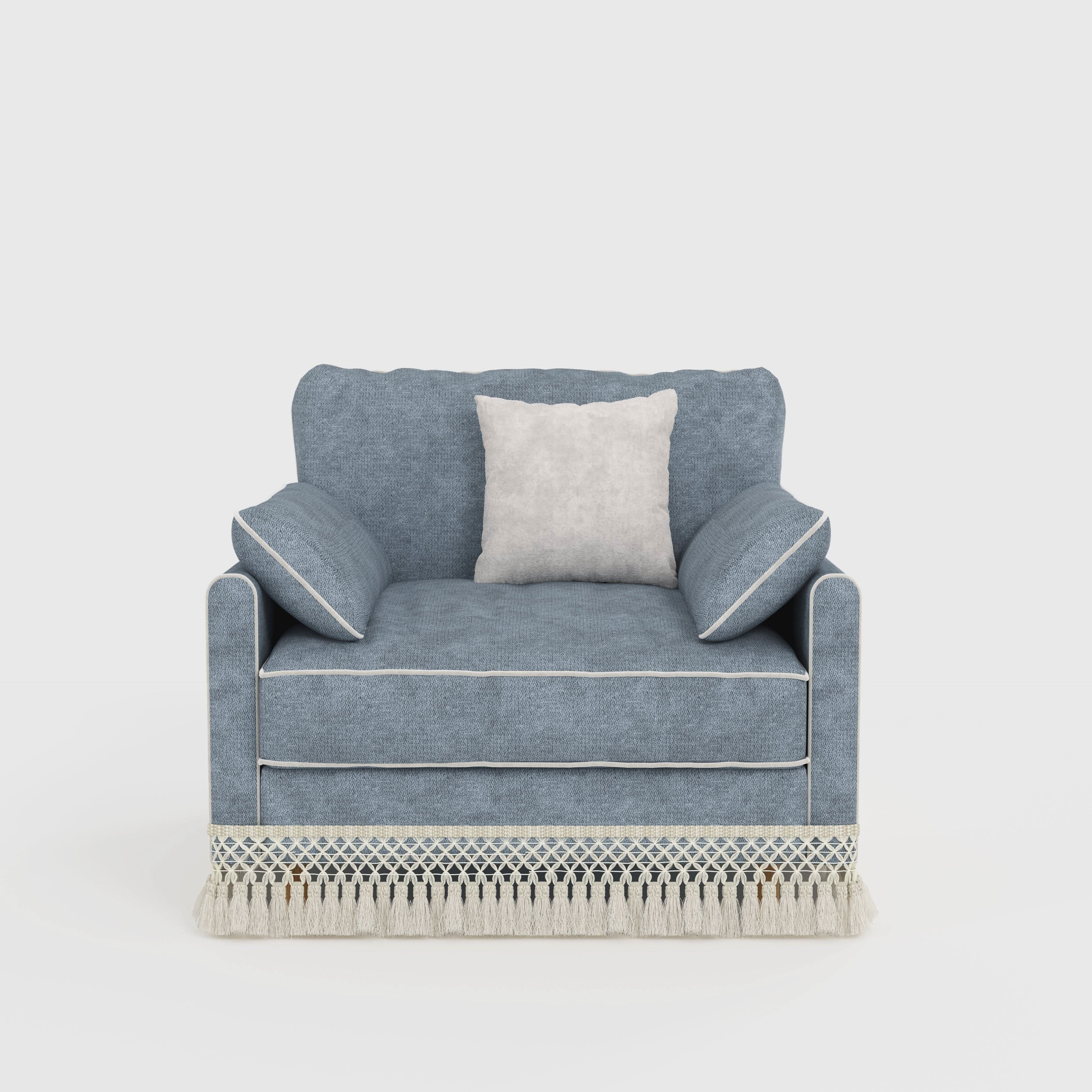 Cotton Linen Detachable Modular Sofa with Fringed Trim
