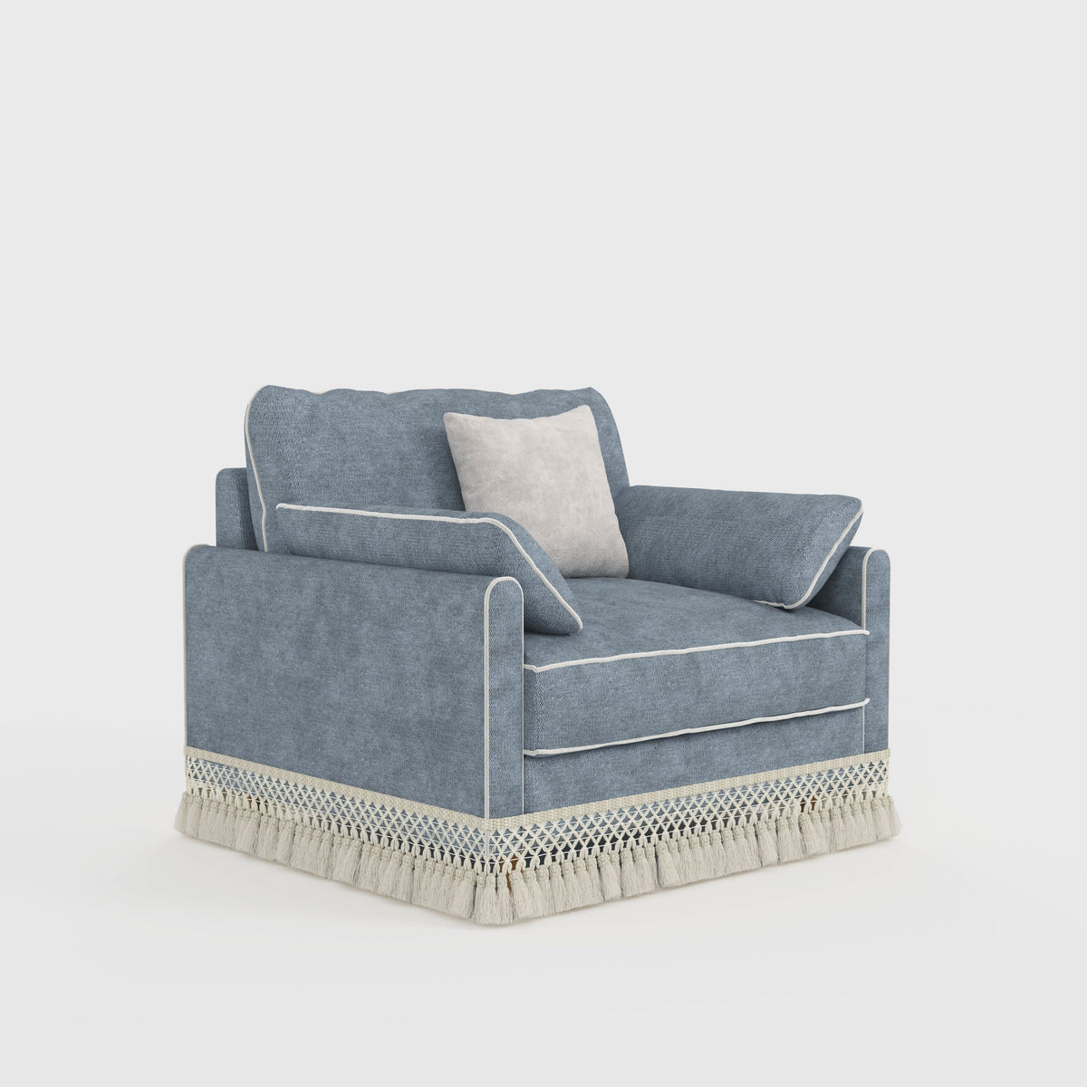 Cotton Linen Detachable Modular Sofa with Fringed Trim